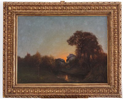 Landschap bij zonsondergang door Augusto Baracchi