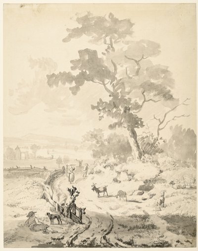 Landschap met grote boom door Balthasar Paul Ommeganck