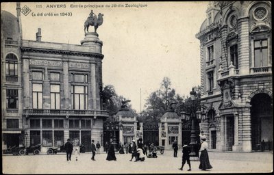 Hoofdingang van de Antwerpse Zoo, ca. 1911 door Belgian School