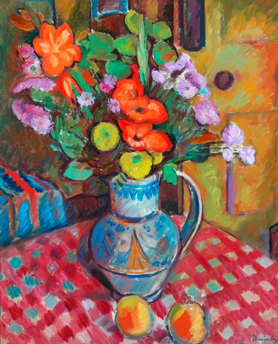 Bloemen in een pot door Bernard Meninsky