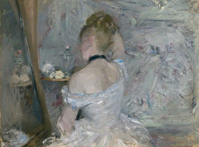 Vrouw bij haar toilet, 1875-1880 door Berthe Morisot