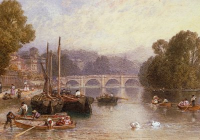 Richmond Bridge, 19e eeuw door Birket Foster