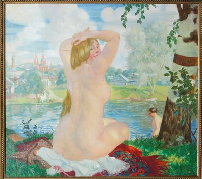 Een badende, 1921 door Boris Mikhailovich Kustodiev