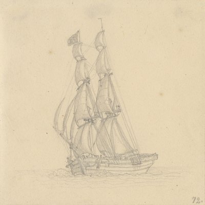 Een brig door Christoffer Wilhelm Eckersberg