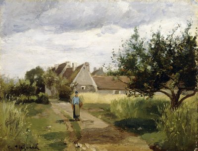 Ingang van een dorp, c.1863 door Camille Jacob Pissarro