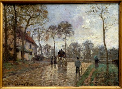 Koets, Louveciennes door Camille Jacob Pissarro