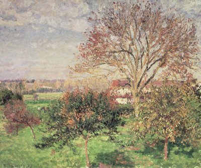 Herfstochtend in Eragny door Camille Jacob Pissarro