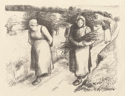 Brandhoutdragers door Camille Pissarro