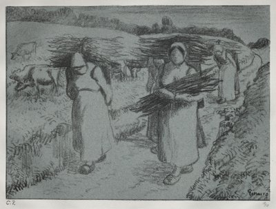 Boeren die Takken Dragen door Camille Pissarro