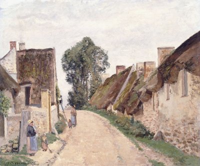 Dorpstraat, Auvers-sur-Oise, 1873 door Camille Jacob Pissarro