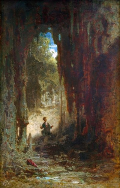 De mineraloog in de grot door Carl Spitzweg