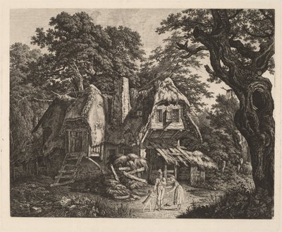 Strogedekte Hut met Landschap en Figuren door Carl Wilhelm Kolbe