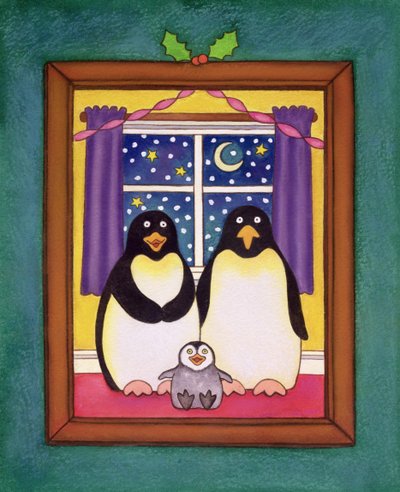 Pinguïn Familie Kerstmis, 1997 door Cathy Baxter