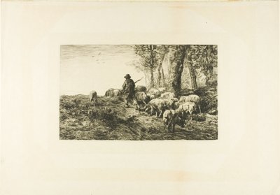 Kudde varkens met varkenshoeder door Charles Emile Jacque