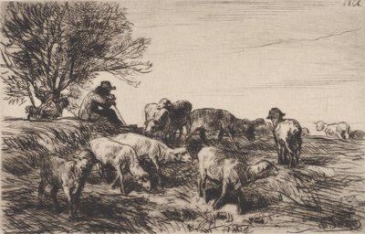 Kudde Schapen, 1864 door Charles Emile Jacque