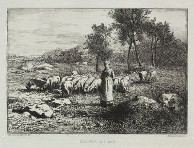 Kudde varkens, 1868 door Charles Emile Jacque