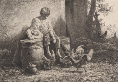 Petits, petits!!, 1864 door Charles Emile Jacque