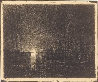 Landschap bij maanlicht door Charles Francois Daubigny