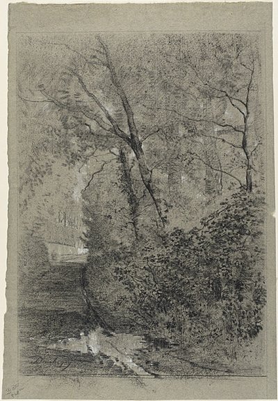 Pad in het bos door Charles Francois Daubigny