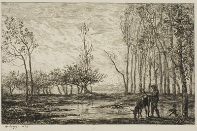 Zonsondergang door Charles Francois Daubigny