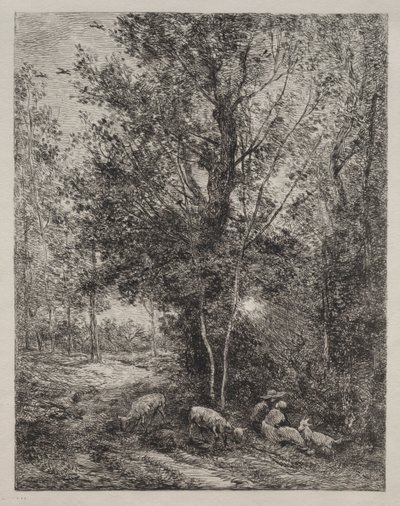 De herder en de herderin, 1874 door Charles Francois Daubigny