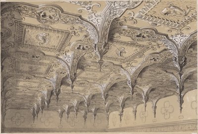 Het plafond van de salon, Audley End door Charles James Richardson