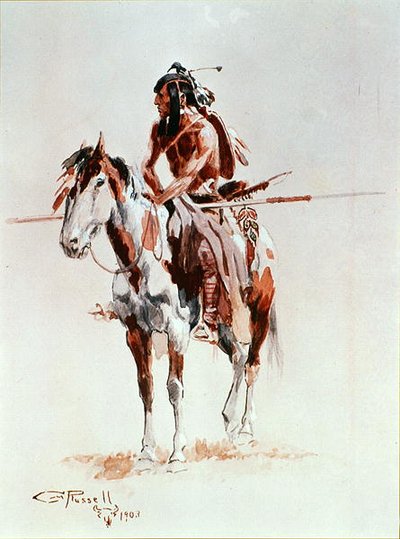 Een Sioux krijger door Charles Marion Russell