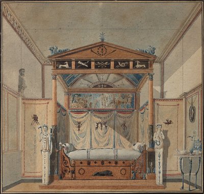 Ontwerp van het bed, ca. 1800 door Charles Percier