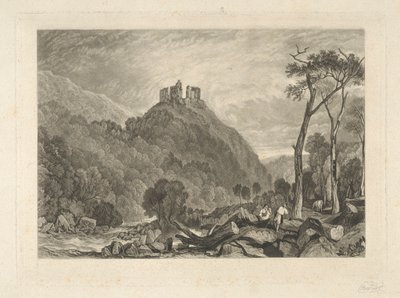 Kasteel van Okehampton, aan de rivier Okehampton door Charles Turner