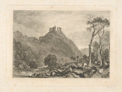 Kasteel Okehampton, aan de rivier Okement door Charles Turner