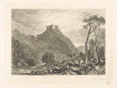 Kasteel van Okehampton, aan de rivier Okement door Charles Turner