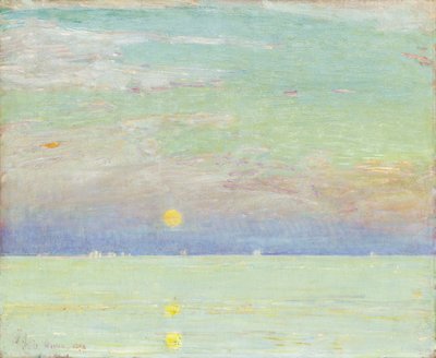 Maanopkomst bij Zonsondergang, Cape Ann door Childe Frederick Hassam