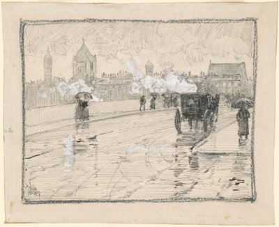 Regenachtige Dag, Boston door Childe Hassam