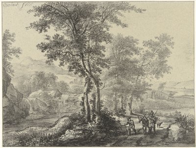 Bosrijk landschap met reizigers door Christiaan Josi