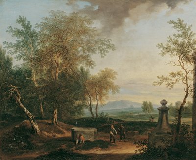 Landschap met voetstuk door Christian Hilfgott Brand