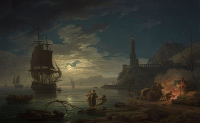 Kustscène bij maanlicht. 1769 door Claude Joseph Vernet