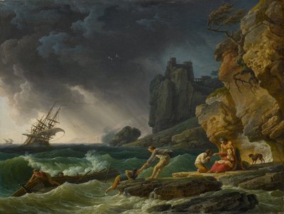 Stormachtige zee met schipbreuk, 1780 door Claude Joseph Vernet