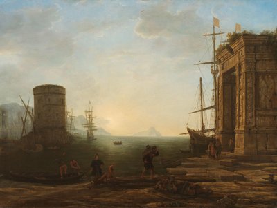 Haven bij zonsopgang door Claude Lorrain