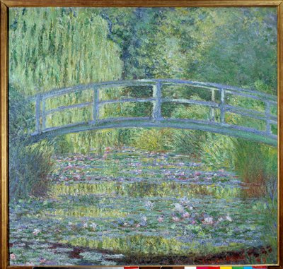 De voetbrug en de waterlelievijver door Claude Monet