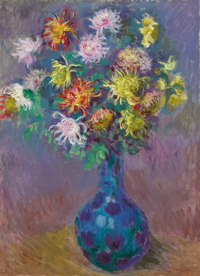 Vaas met chrysanten door Claude Monet