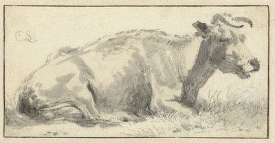 Liggende koe, naar rechts door Cornelis Saftleven