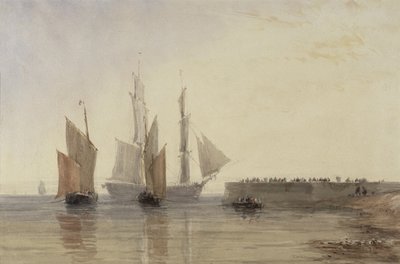 Ingang van de haven van Calais door David Cox