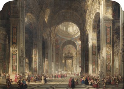 Interieur van de Sint-Pietersbasiliek, Rome, 1862 door David Roberts