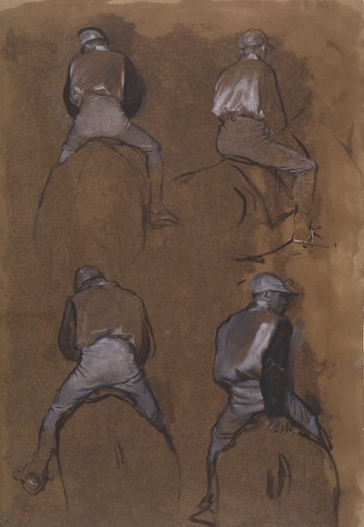 Vier studies van een jockey door Edgar Degas