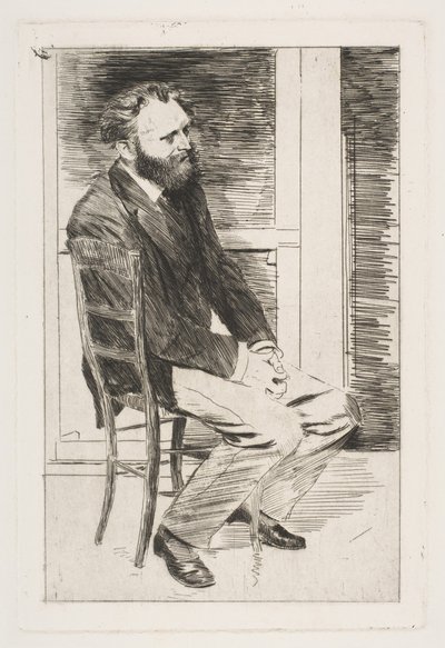 Manet Zittend, naar Rechts Gekeerd, 1864-65 door Edgar Degas