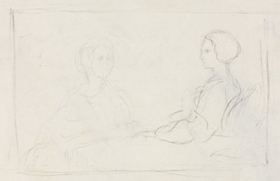 Twee zittende vrouwen verso, 1856-1860 door Edgar Degas