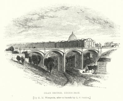 Dean Bridge, Edinburgh (gravure) door Edmund Morison (after) Wimperis