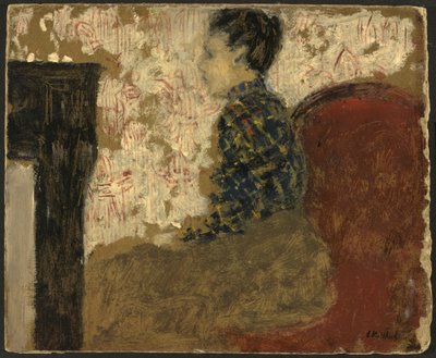 Vrouw zittend bij de haard door Edouard Vuillard