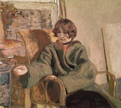 Vrouw zittend naast een kachel door Edouard Vuillard