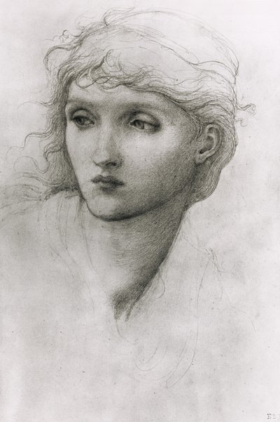 Studie van een Meisjeshoofd door Edward Burne Jones